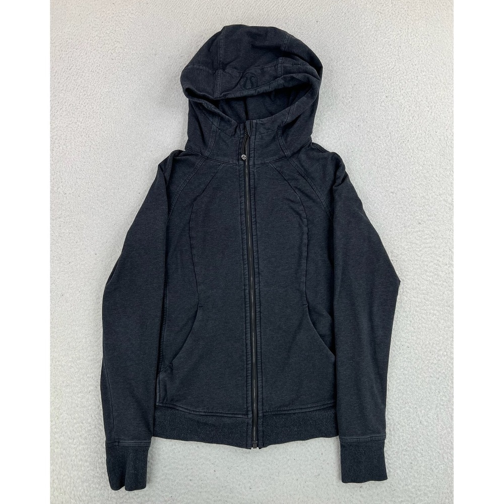 Lululemon Hoodie Sweatshirt Womens 8 Gray Scuba Full Zip Fleece Pockets